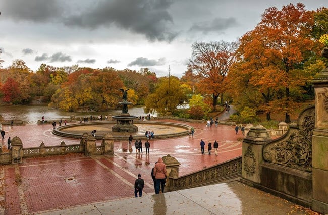 fall foliage Bethesda Terrace & Fountain