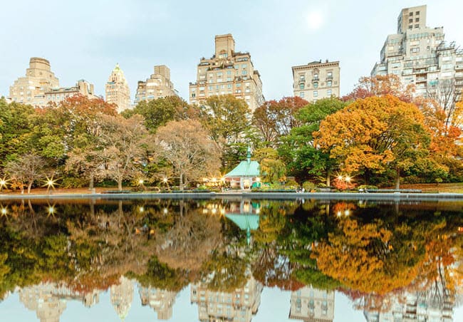 fall foliage Conservatory Water NYC