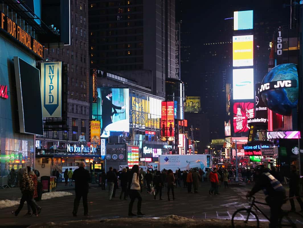 times square during Christmas